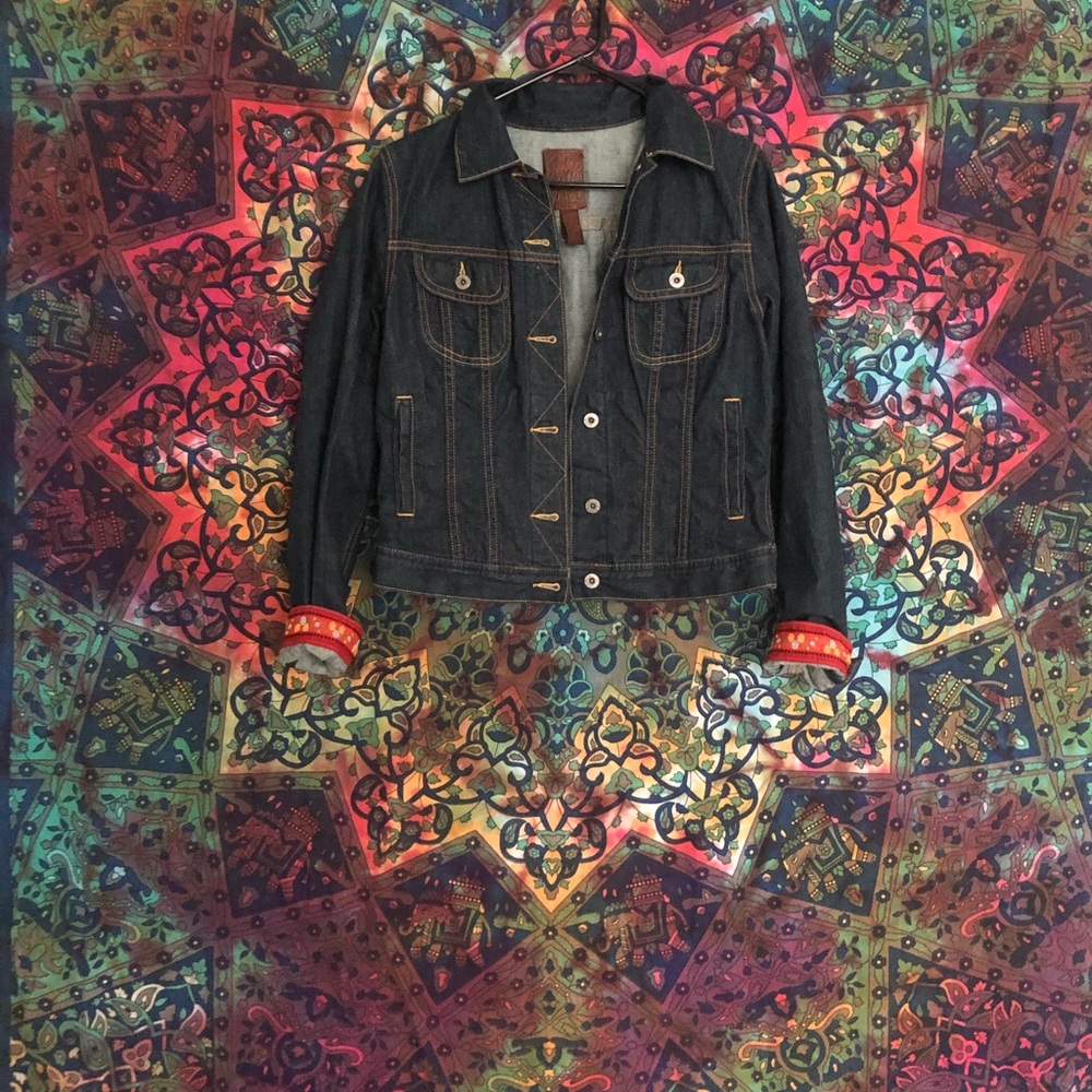 Lucky Brand Jean Jacket With Boho Design